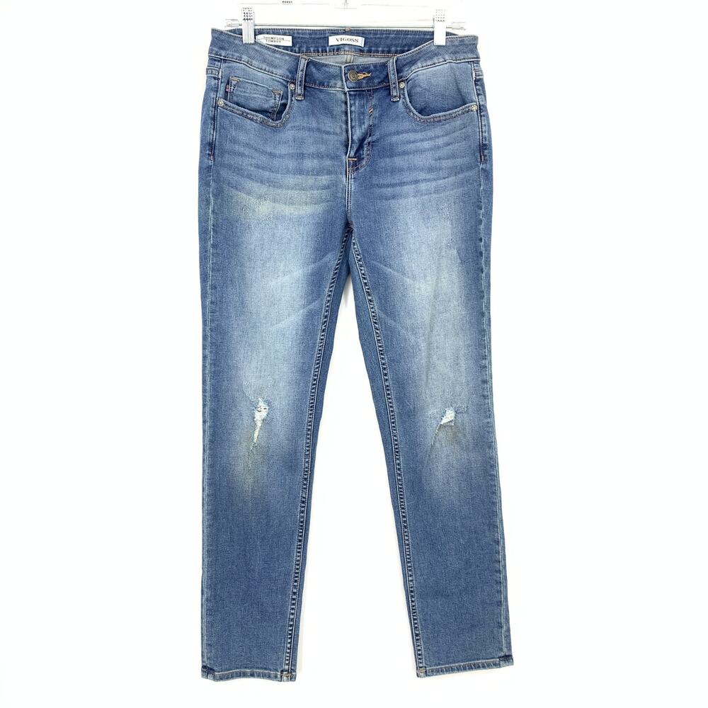 Vigoss Thompson Tomboy Jean Womens 30 Distressed Skinny Stretch Mid Rise Denim